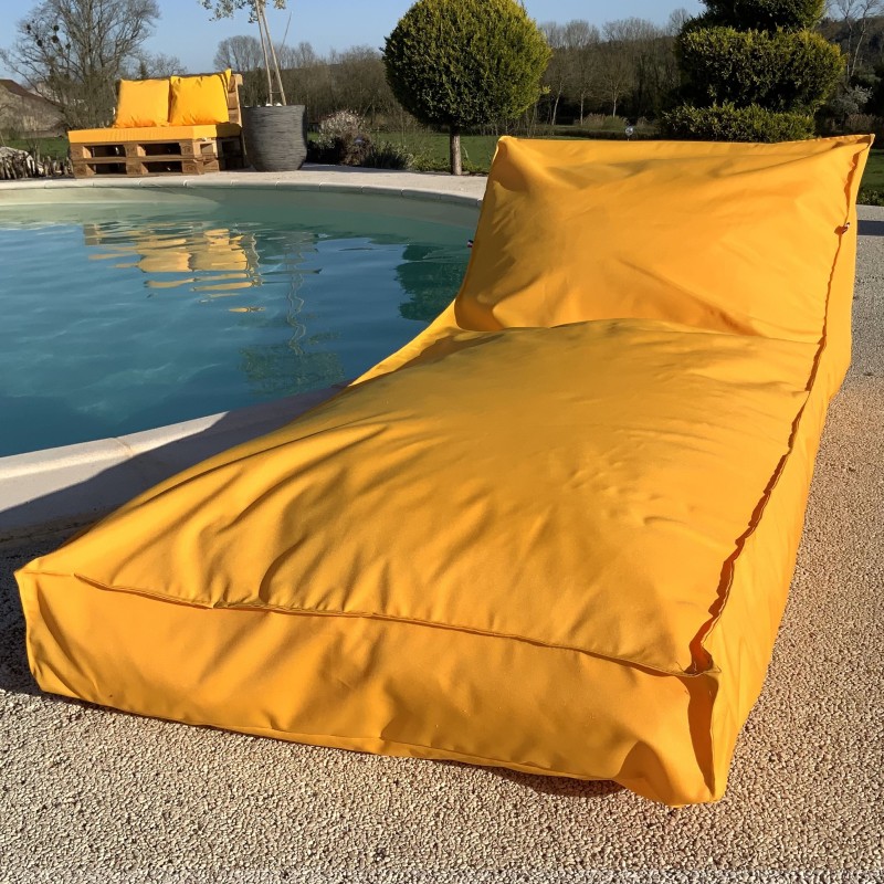 Pouf de jardin XXL transat bain de soleil de terrasse et piscine